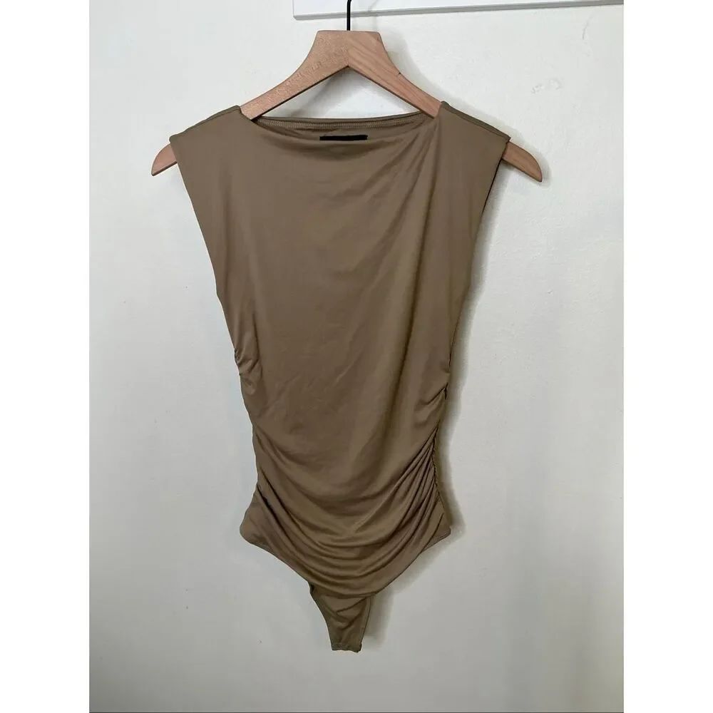 House of Harlow 1960 Side Cinch Bodysuit | Tan in XS